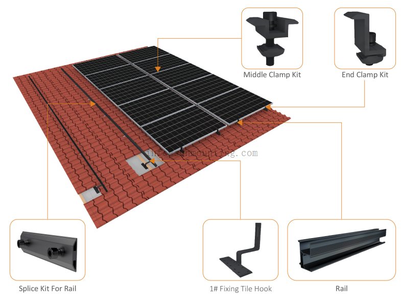 Black Anodizing Tile Roof Moun